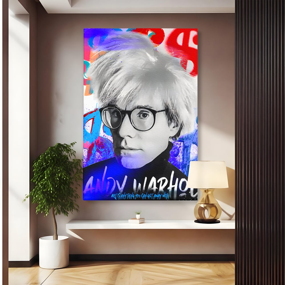 Tablou canvas cu tablou canvas cu portretul lui andy warhol, fara rama, pe sasiu de lemn